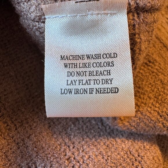 Dylan Chunky Vneck Sweater Large Brown Neutral Fisherman Coastal Grandma - Picture 9 of 9